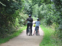 Two bikes on Downslink at Bramley
